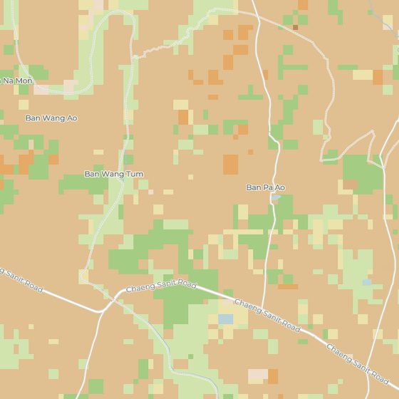 Soil type map in oranges and greens around the plot